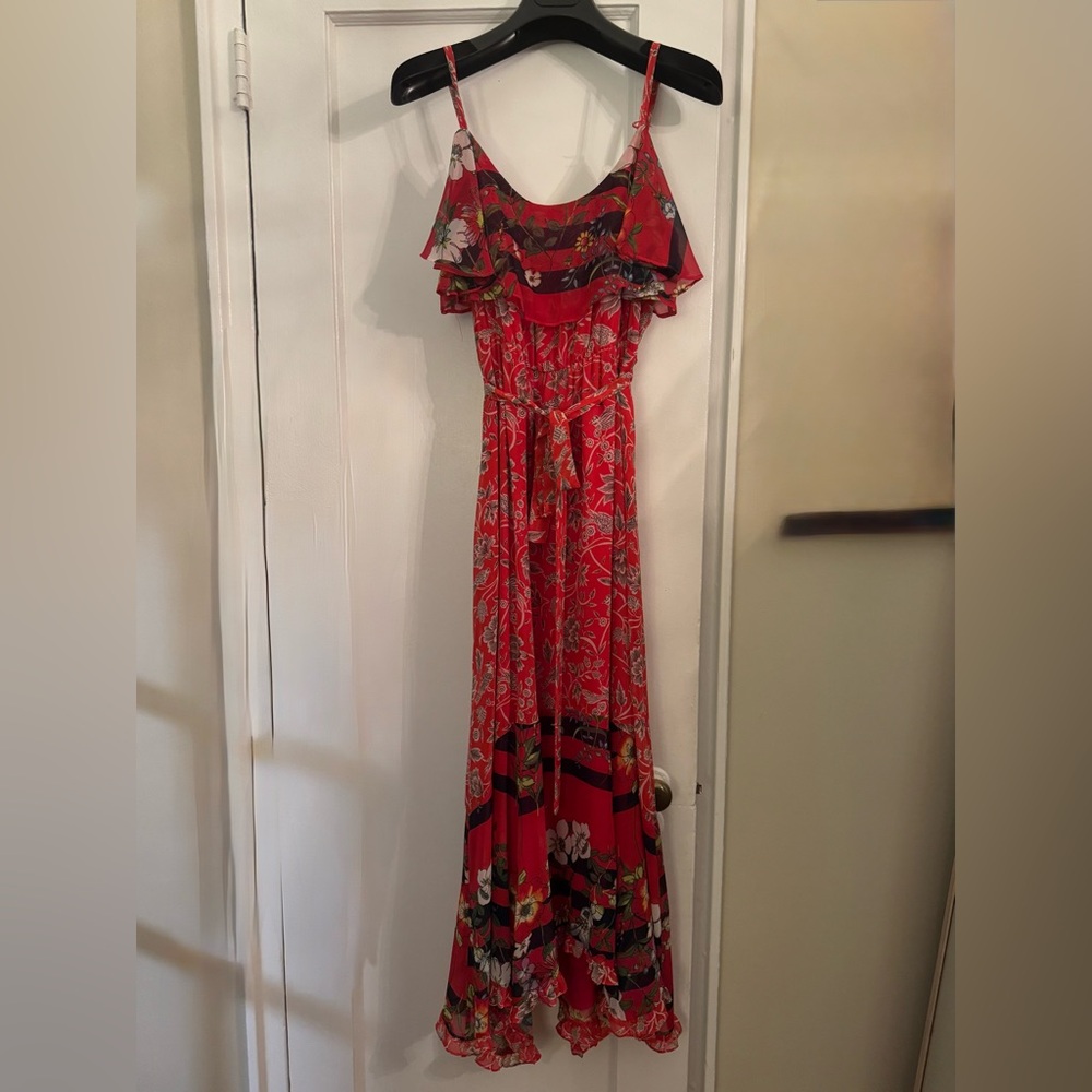 Anthropologie Floral Red Maxi Dress